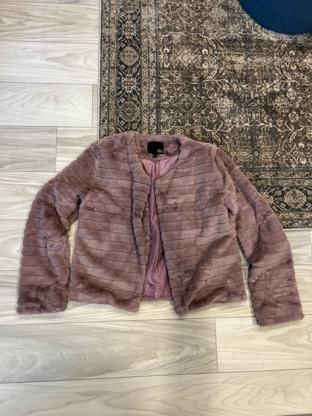 Kaii Plush Faux Fur Jacket - Mauve Pink